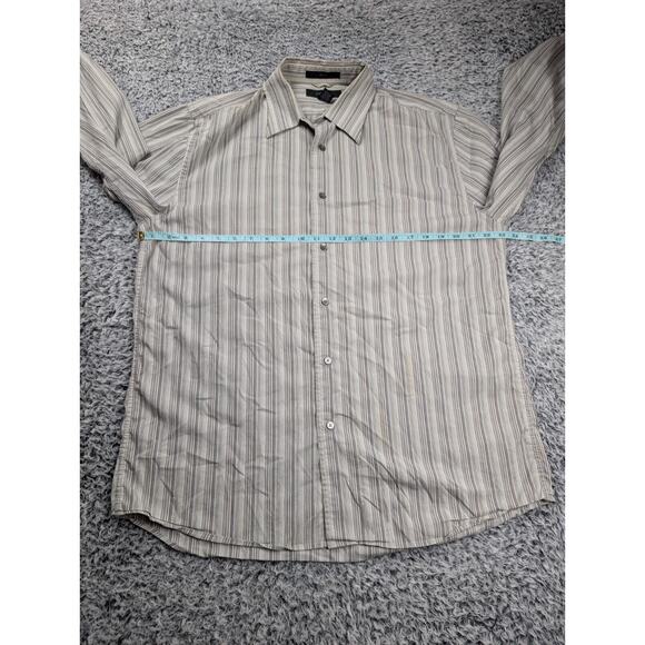 Express Shirt Men Large Gray Striped Normcore Stretch Long Sleeve Preppy Casual - Picture 3 of 6